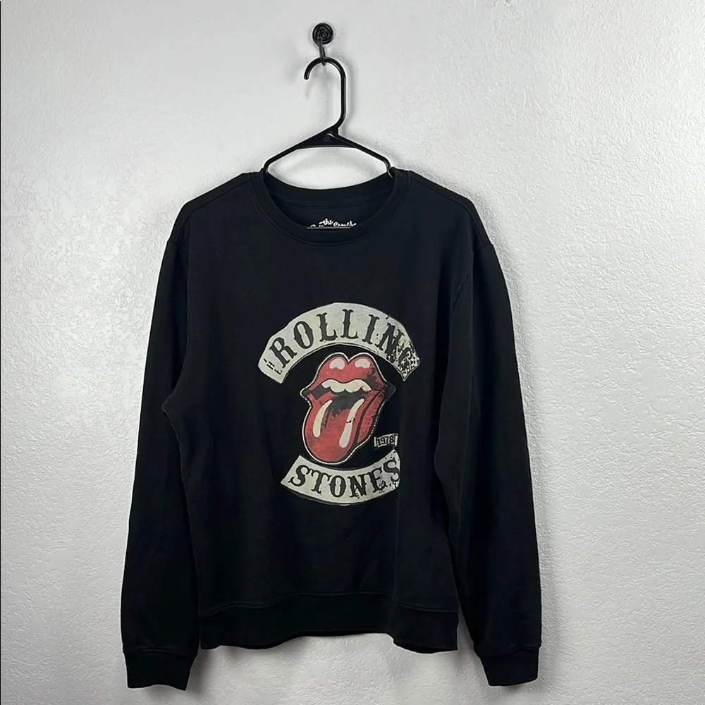 The Rolling Stones Mens M Black Long Sleeves Crew Neck Pullover Sweatshirt